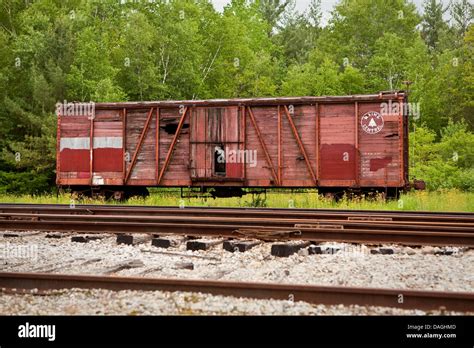An Abandoned Railroad Car Of The Maine Central Railroad Company Is Seen