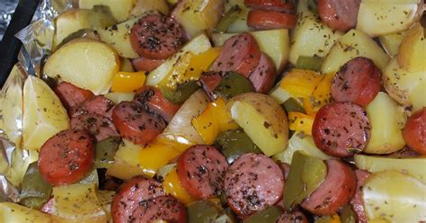 Squish the ends toward each other to open the potato. Smoked sausage and potato bake