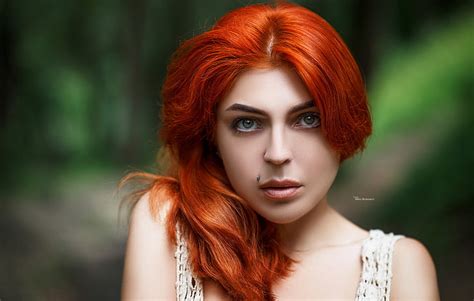 Women Maksim Romanov Redhead Piercing Portrait Pierced Lip Hd Wallpaper Wallpaperbetter