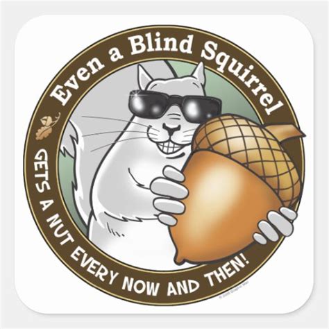 Blind Squirrel Nut Square Sticker Zazzle