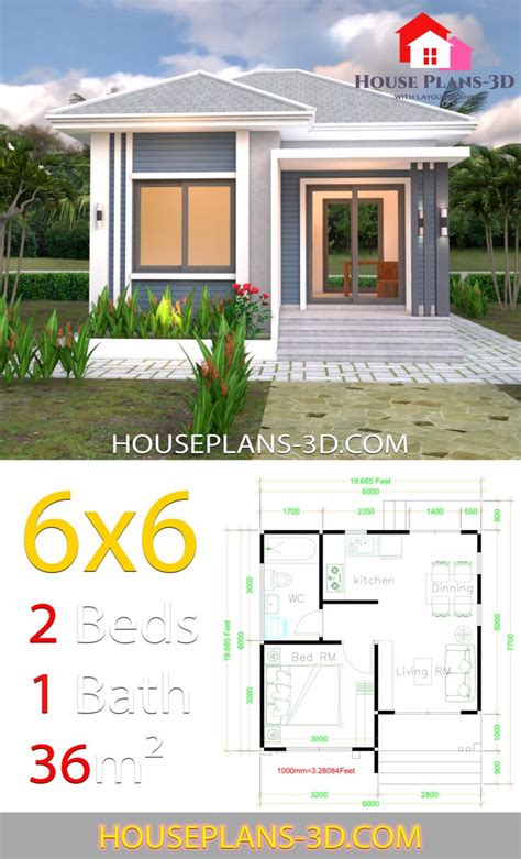 House Plans 6x6 With One Bedrooms Hip Roof House Plans 3d Flat Roof