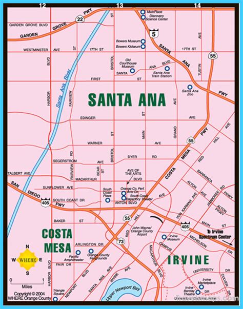 Map Of Santa Ana California Travelsmapscom