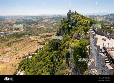 View From Guaita Fortress Of Cesta Tower On Mount Titan Monte Titano