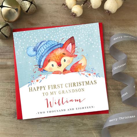 Your baby's first holiday season is an exciting milestone, and chances are you'll want to capture it in your family holiday card this year. to my/our grandson first christmas card | personalised by sweet pea sunday | notonthehighstreet.com