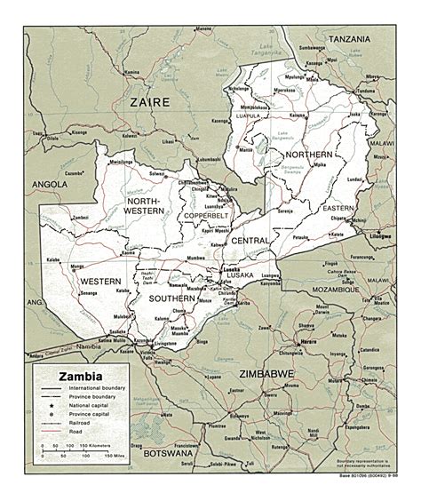 Detailed Political And Administrative Map Of Zambia With Roads