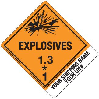 Hazard Class 1 3 Explosive Worded Shipping Name Standard Tab