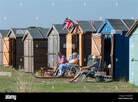 The Seafront At Hayling Island With Shingle Beaches And Colourful Beach