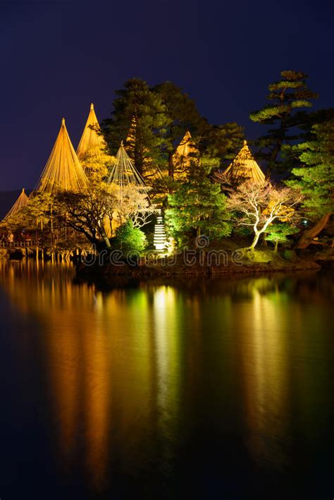 Kenrokuen Garden At Night In Kanazawa Japan Stock Photo Image Of
