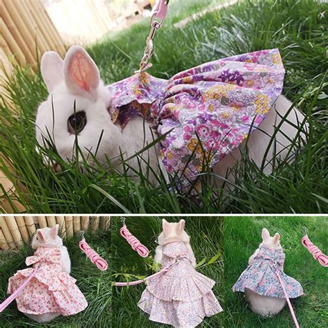 Pet Bunny Clothes Floral Print Pet Skirt Sweet Cute Rabbit Skirt Small