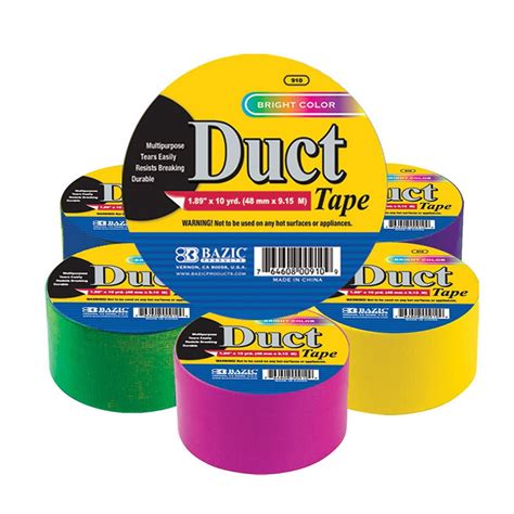 Bazic 188 Inch X 10 Yards Assorted Neon Colored Duct Tape Fluorescent