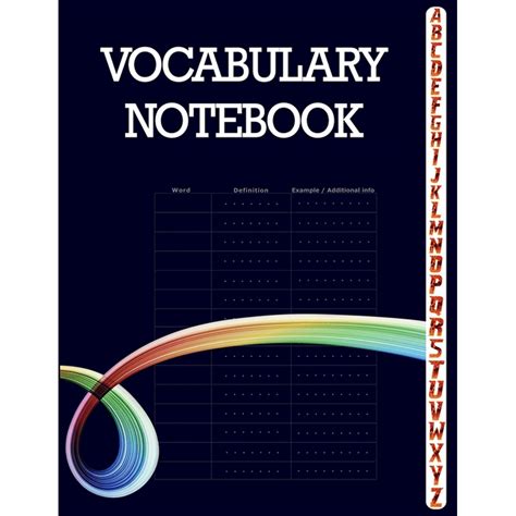 Vocabulary Notebook 100 Page Notebook Large Notebook 3 Columns With