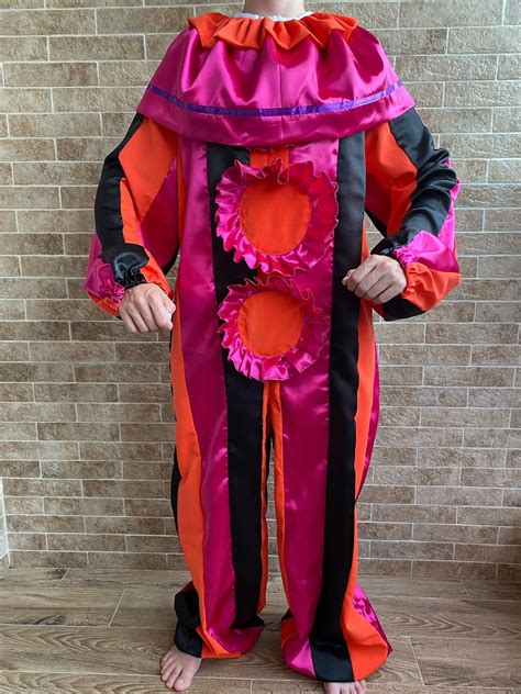 Adult La Circus Clown Costume Mens Fancy Dress Outfit Male Carnival