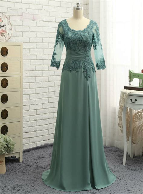 Chic Plus Size Green 2017 Mother Of The Bride Dresses A Line V Neck