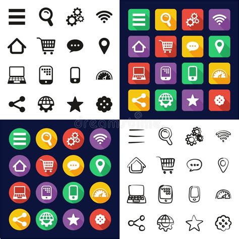 Search Engine Icons All In One Icons Black Stock Vector Illustration