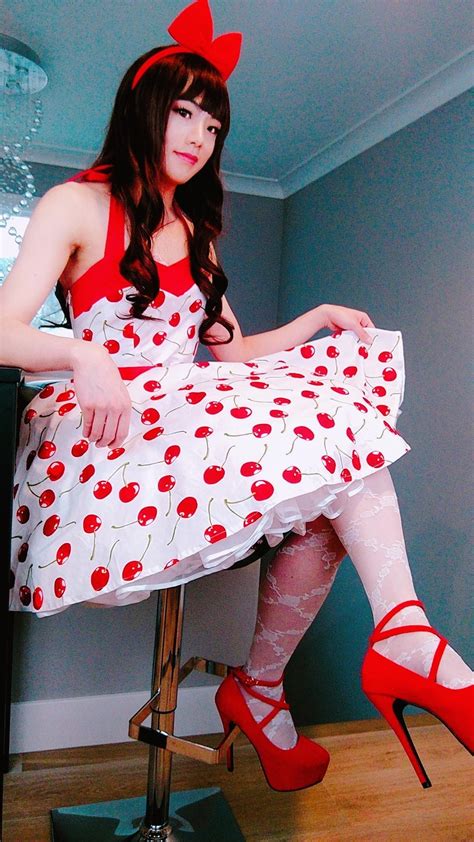 Chilling In My Cherry Pinup Girl Dress 🍒 Crossdressing