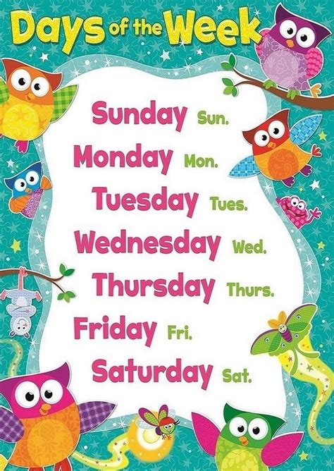Days Of The Week Poster Free Printable