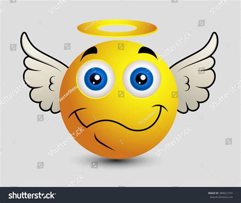 Happy Angel Emoji Smiley Emoticon стоковая векторная графика без