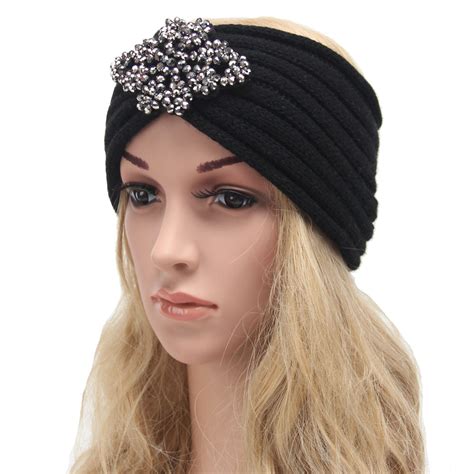Buy Women Headband Knit Turban With Rhinestone