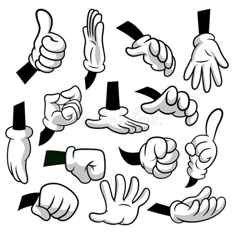 Cartoon Hands With Gloves Icon Set Isolated On White Background Vector