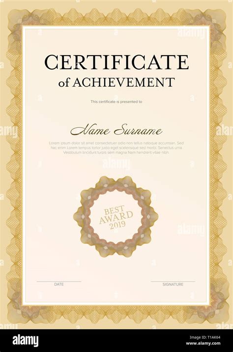 Modern Certificate Of Achievement Template With Place For Your Content