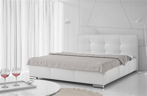 Die liegefläche ist 160 x 200 cm, die maße des bettes insgesamt 180 x 229. Polsterbett Bett Doppelbett TAYLOR Kunstleder Weiss ...