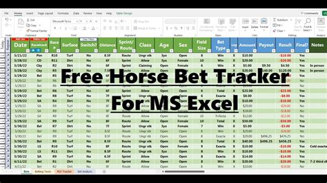 Free Spreadsheet For Tracking Bets On Horse Racing Tutorial Youtube