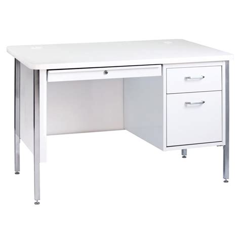 Sandusky 600 Series Artic 48 In W White Single Pedestal Desk Sq4830wa