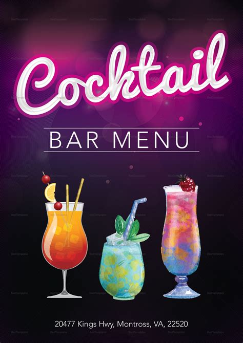 Cocktail Bar Menu Template Cocktail Bar Design Cocktail Menu