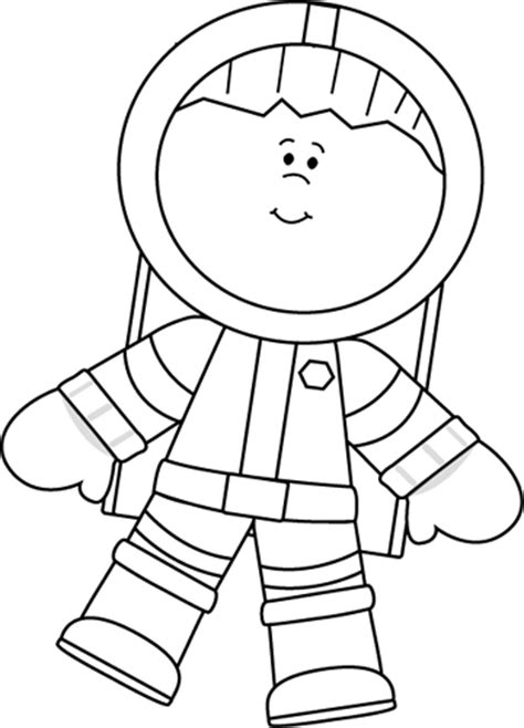 Black and White Boy Astronaut Floating Clip Art - Black and White Boy Astronaut Floating Image