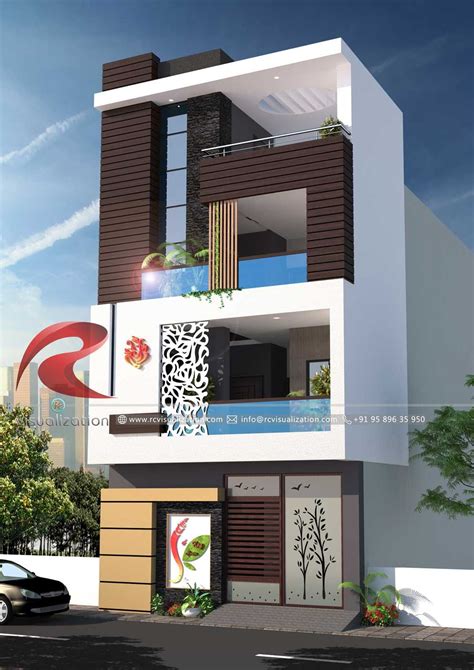 3d Narrow House Designs Gallery Rc Visualization Structural Plan And