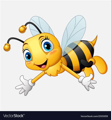 Cartoon Happy Bee Waving Hand Royalty Free Vector Image