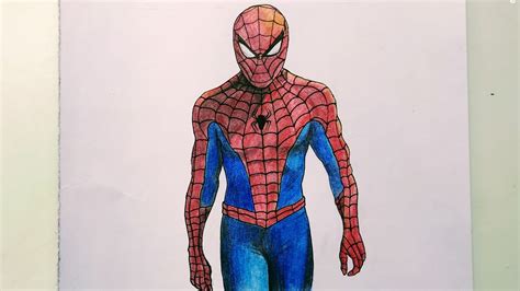 How To Draw Spider Man With Pencil Color Youtube