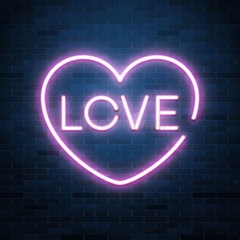 Love Shiny Neon Text Composition In Heart Shape Vector Illustration