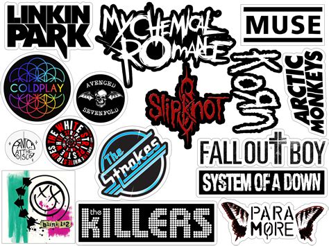 2000s Rock Bands Logos Vinyl Sticker Pack Vintage Stickers For Phones