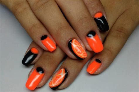 дизайн ногтей оранжевый френч фото Привлекательный Дизайн Ногтей