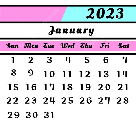 優雅的2023年1月 日曆 日期 2023素材圖案，psd和png圖片免費下載