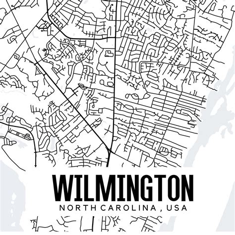 Wilmington North Carolina Printable Map Wilmington Nc Map Etsy