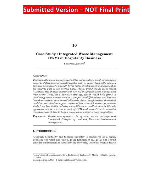 · participation in group case study reviews. (PDF) Case Study : Integrated Waste Management (IWM) in ...