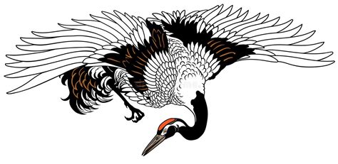 Flying Japanese Crane Tattoo Stock Vector Illustration Of Bird Asia