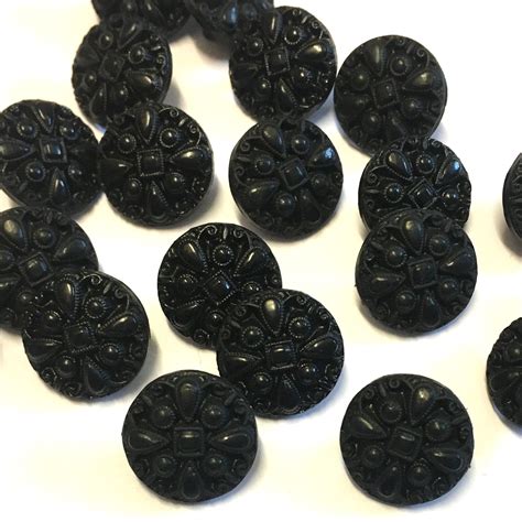 20 Fancy Etched Black Buttons 13mm Black Buttons Black Etsy Uk