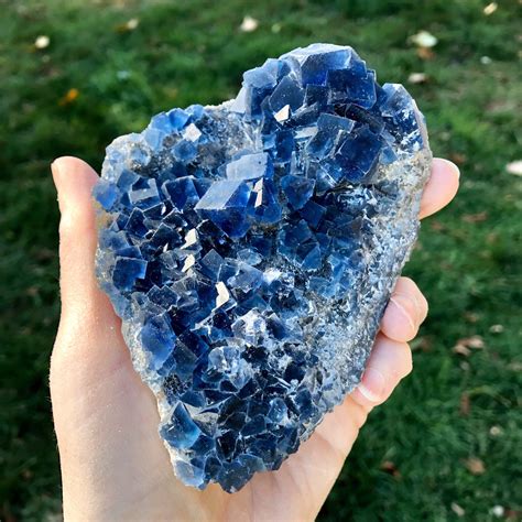 460g Stunning Blue Cubic Crystal Cluster Specimen On Gray Druzy Smoky