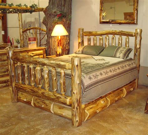 White Cedar Log Queen Bed W Under The Bed Storage Cama De Troncos