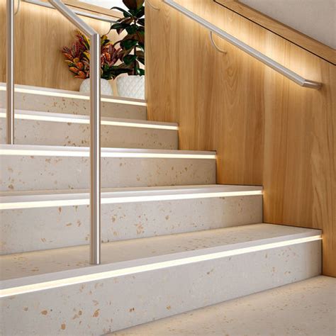 Anodized Aluminum Stair Nosing Novopeldaño Eclipse® Aura Emac With Led Profile