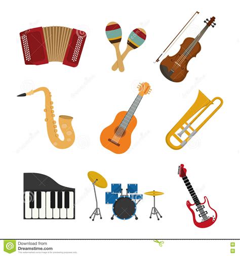 This article contains information about the trombone [the but what allows these instruments to do so? Ensemble D'icône D'instrument De Musique Dessin De Vecteur ...