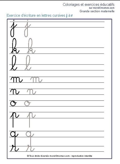 écriture Cursive Exercice Maternelle Grande Section