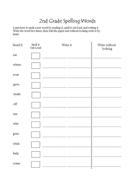 2nd Grade Spelling Worksheets Best Coloring Pages For Kids