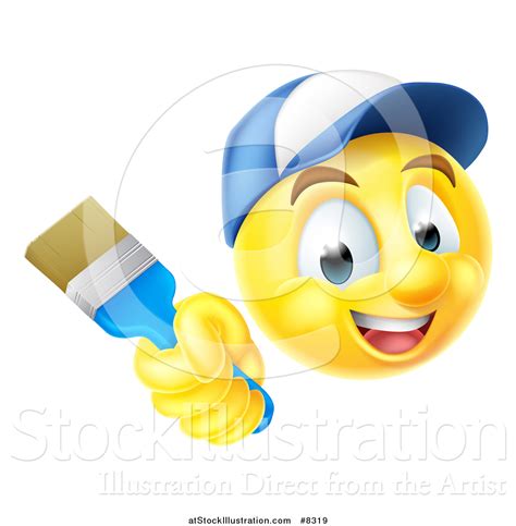 Vector Illustration Of A 3d Painter Yellow Smiley Emoji Emoticon Face