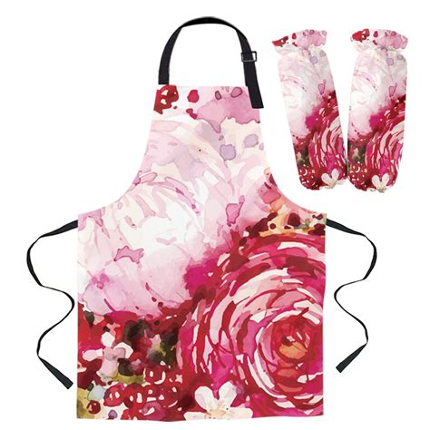 Flower Watercolor Kitchen Aprons For Women Bibs Household Cleaning Apron Home Chefs Cooking