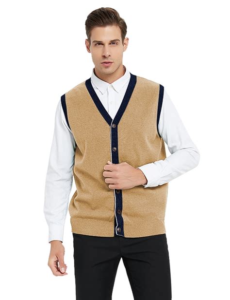 Toptie Men S Sweater Cardigan Vest Slim Fit Stylish Button Down Knitted Beige Xl Walmart Canada