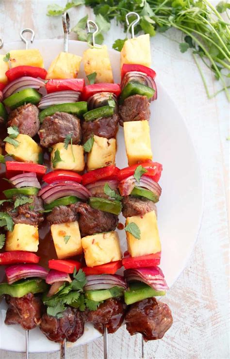 Simply put, shish kabobs are a dish of cubed and skewered meats. Teriyaki Steak Shish Kabob Recipe - WhitneyBond.com